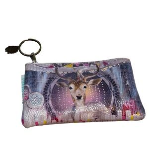Papaya‎ Art Deer Stag Coin Purse Keychain Pouch